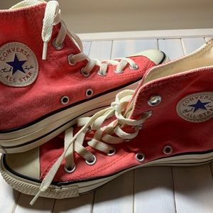 Flamingo color Converse high tops